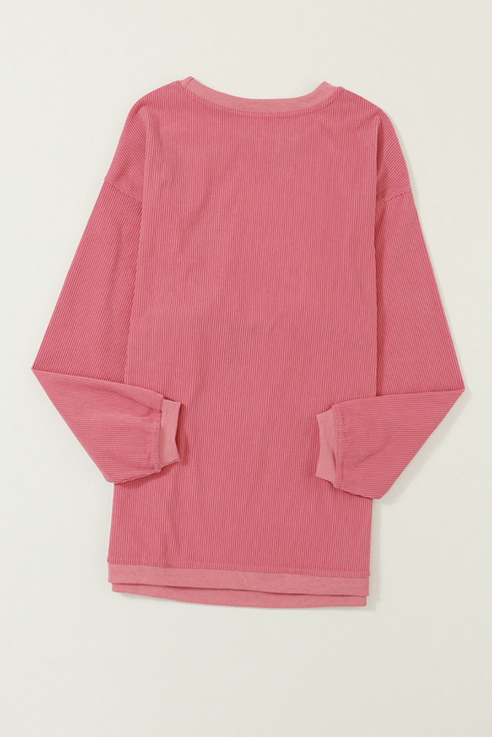 Grass Green Rib Knit Drop Shoulder Oversized Sweatshirt