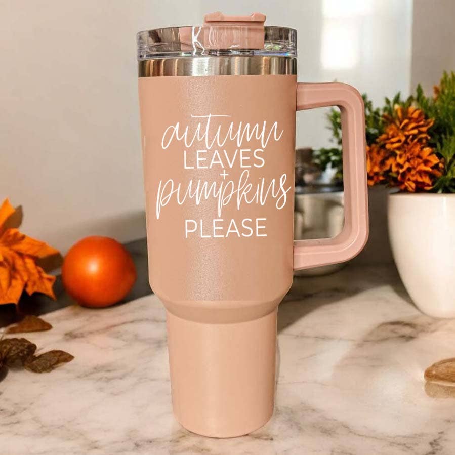 Fall Mug With Lid, Sweater Weather 40oz Insulated Coffee Cup