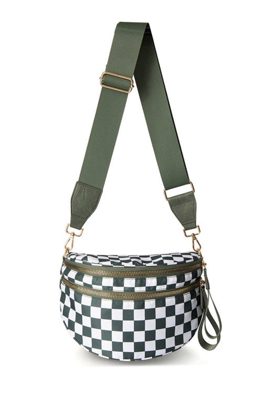 Phalaenopsis Checkered Print Wide Strap Large Crossbody Bag