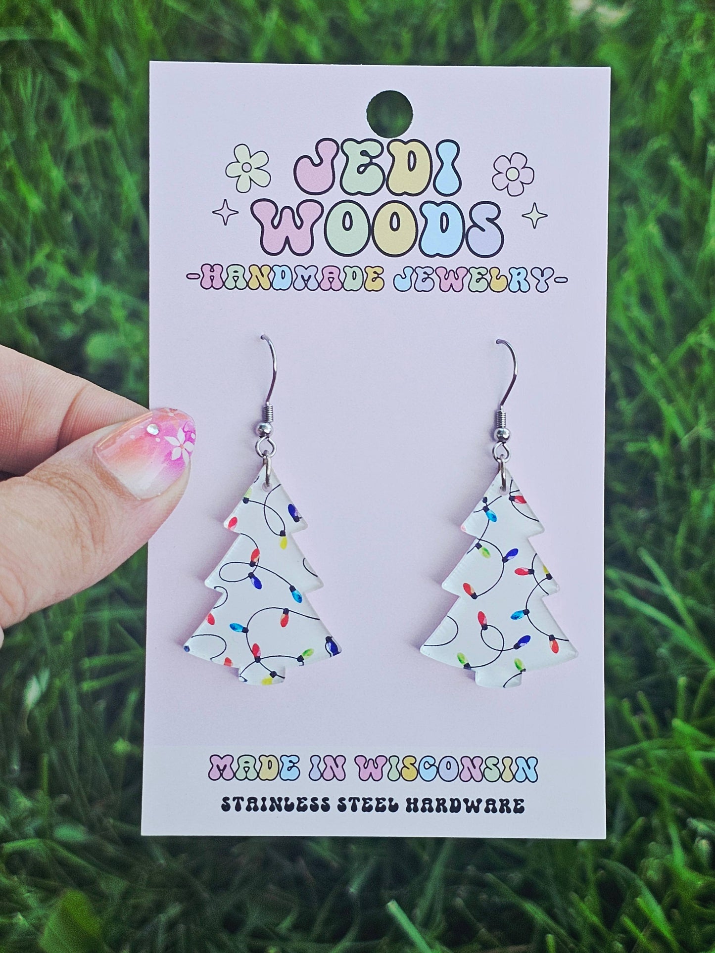 Christmas Light Trees - Acrylic Christmas Tree Earrings