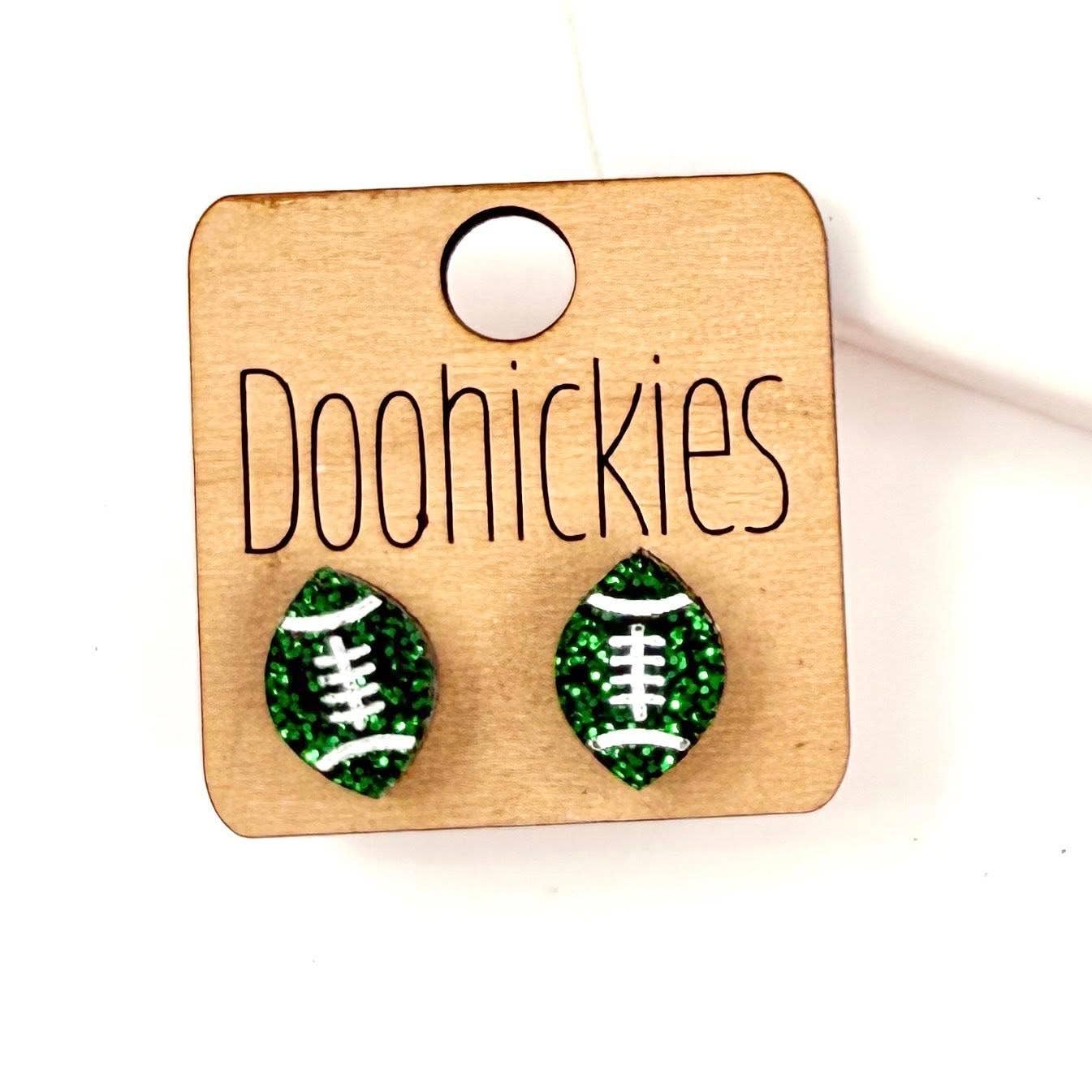 School Spirit Glitter Football Studs - Custom Spirit Earring