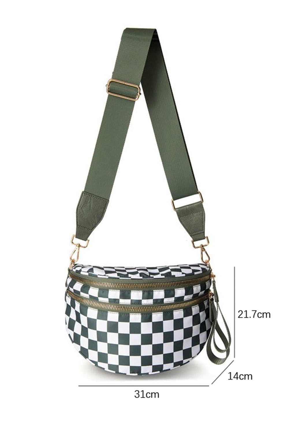 Phalaenopsis Checkered Print Wide Strap Large Crossbody Bag
