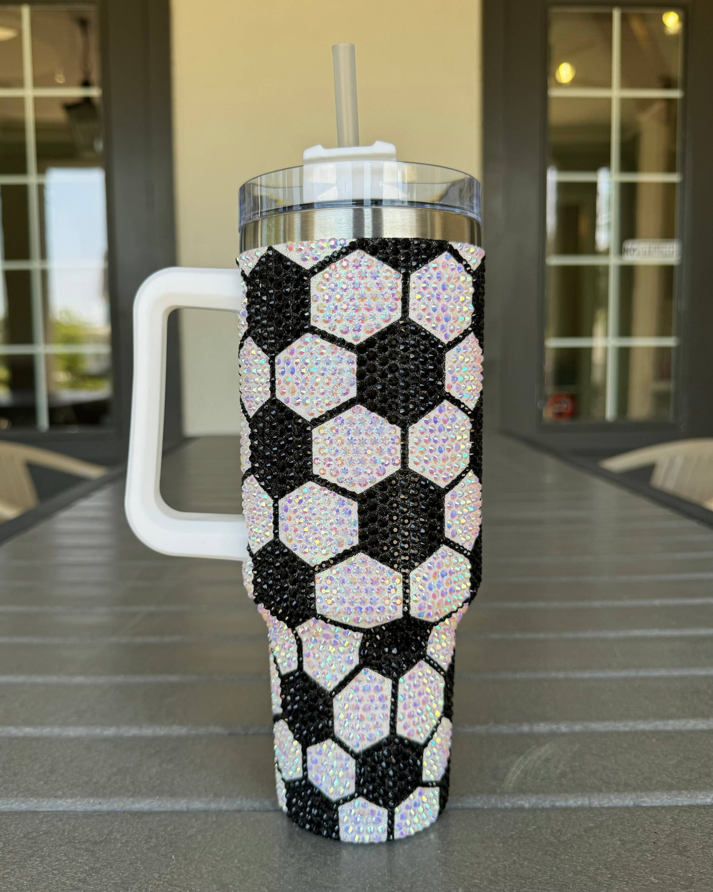Crystal "All Over" Soccer Ball Pattern 40 Oz. Tumbler