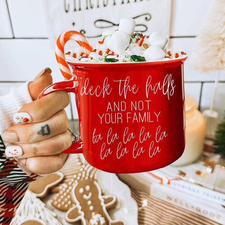Christmas Mugs Funny, Red & Green Holiday Coffee Cup Ceramic