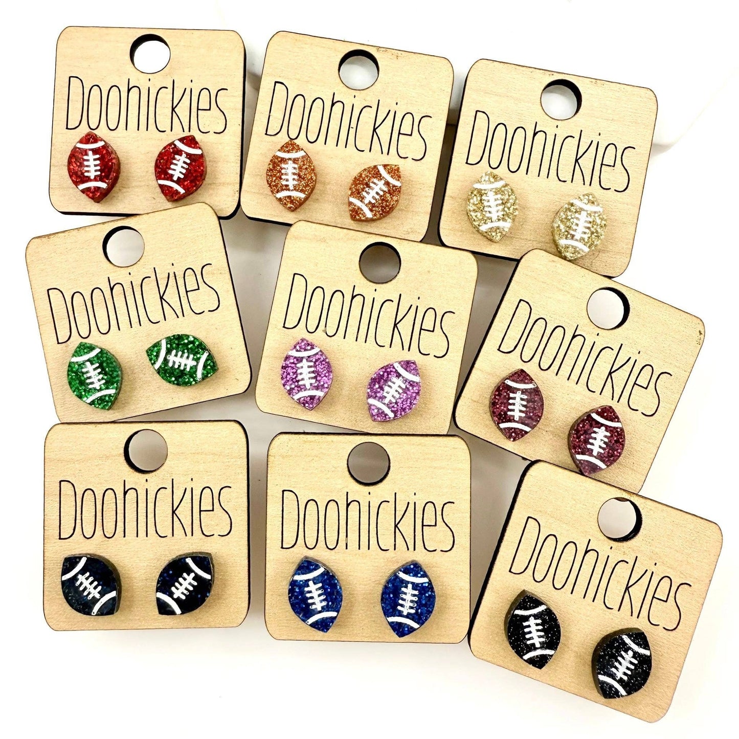 School Spirit Glitter Football Studs - Custom Spirit Earring