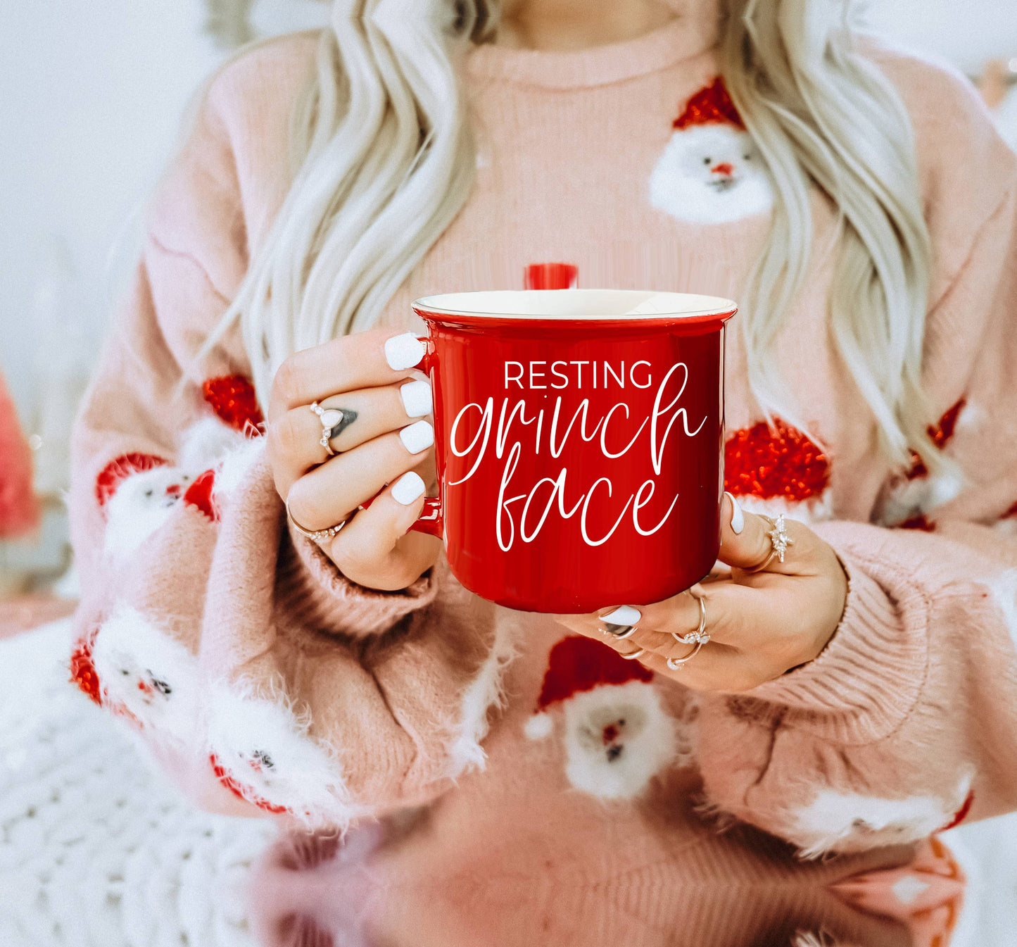 Christmas Mugs Funny, Red & Green Holiday Coffee Cup Ceramic