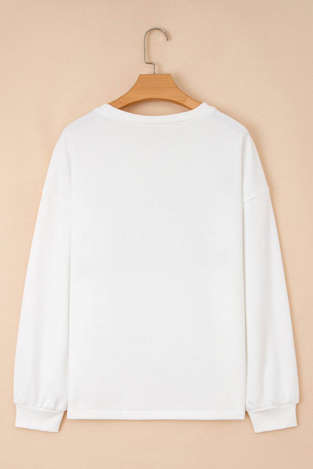 White Cream Collage Letter Christmas Pullover Sweatshirt