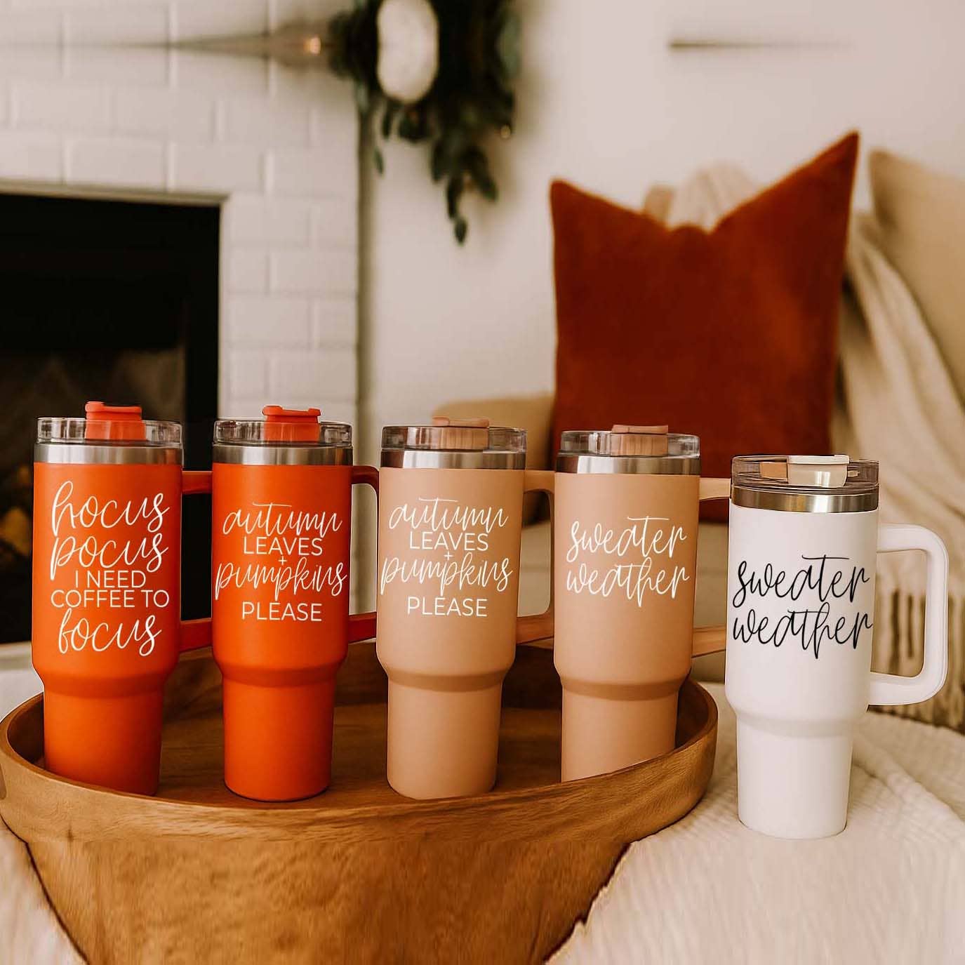 Fall Mug With Lid, Sweater Weather 40oz Insulated Coffee Cup