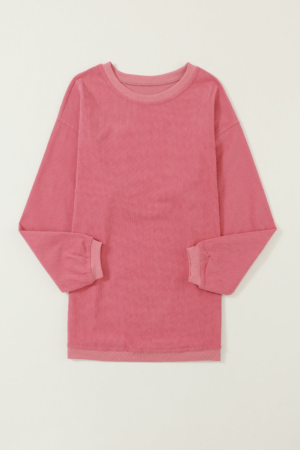Grass Green Rib Knit Drop Shoulder Oversized Sweatshirt