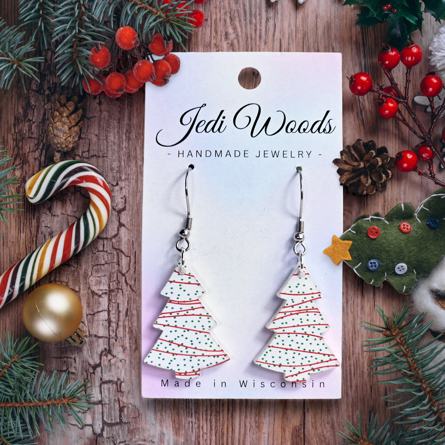 Little Debbie Christmas Tree Earrings