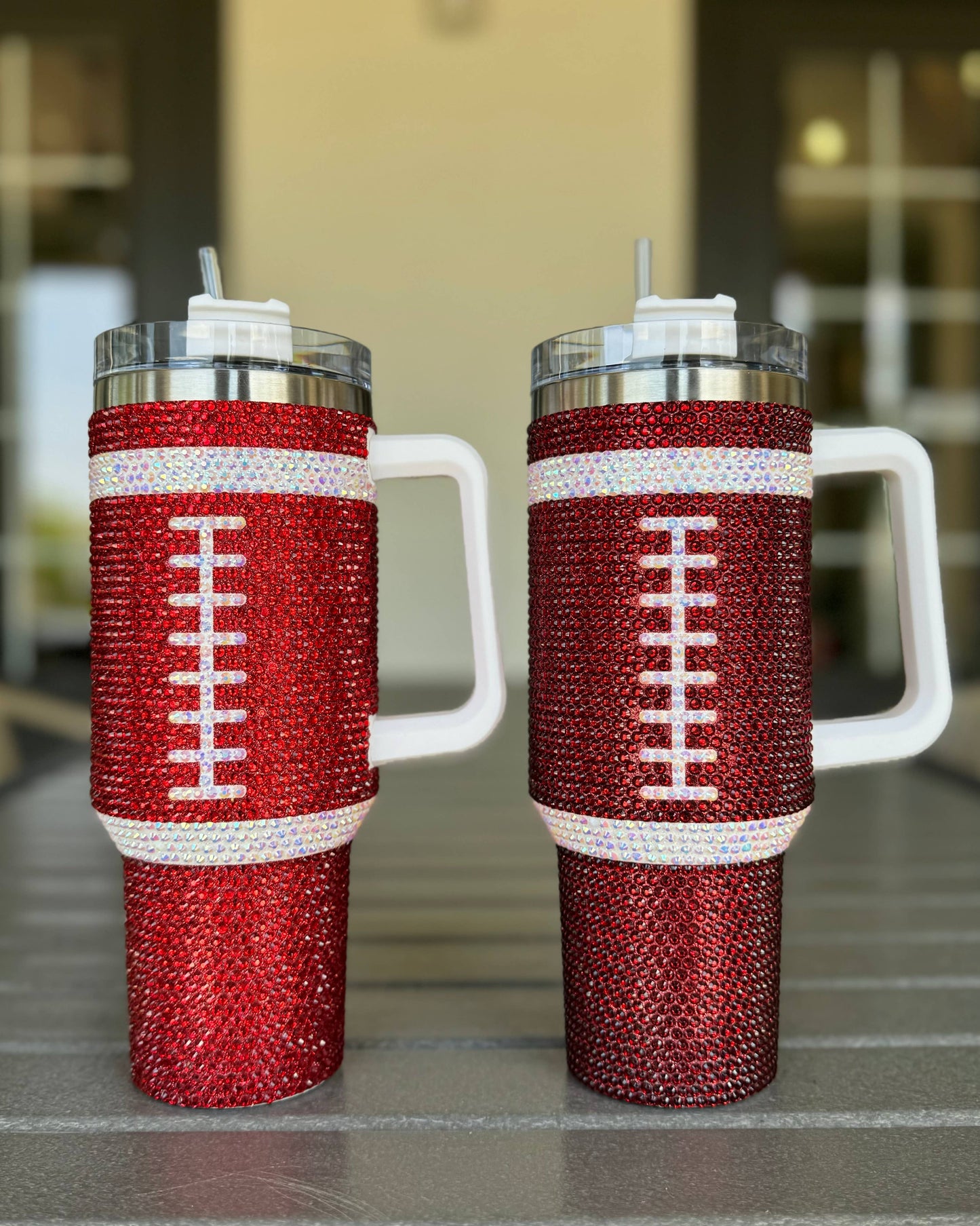 Crystal RED "Team Spirit" FOOTBALL 40 Oz. Tumbler