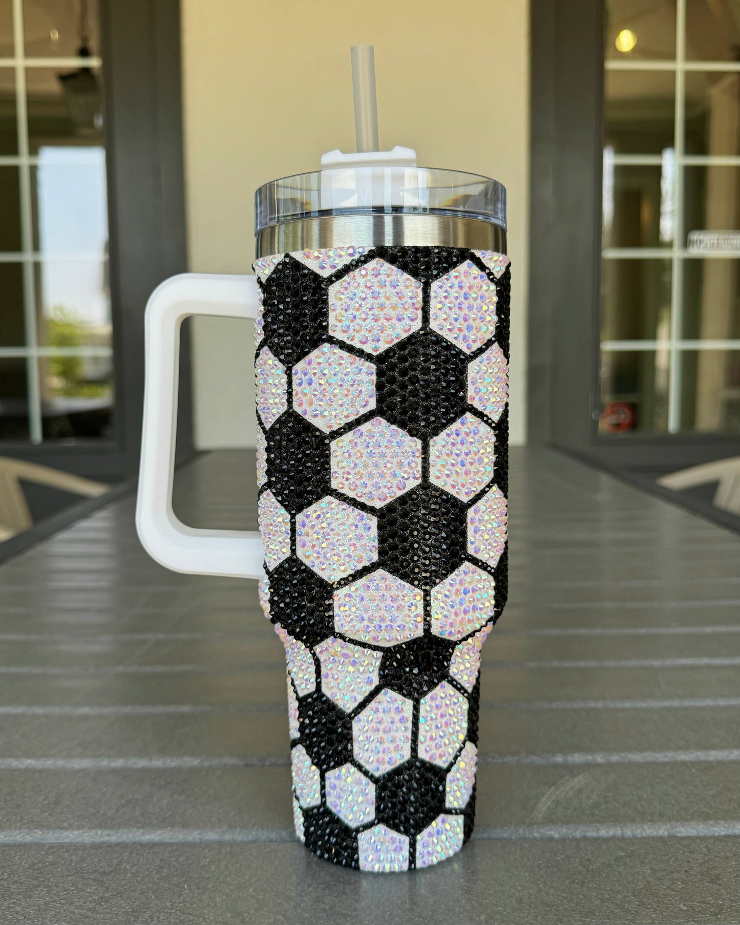 Crystal "All Over" Soccer Ball Pattern 40 Oz. Tumbler