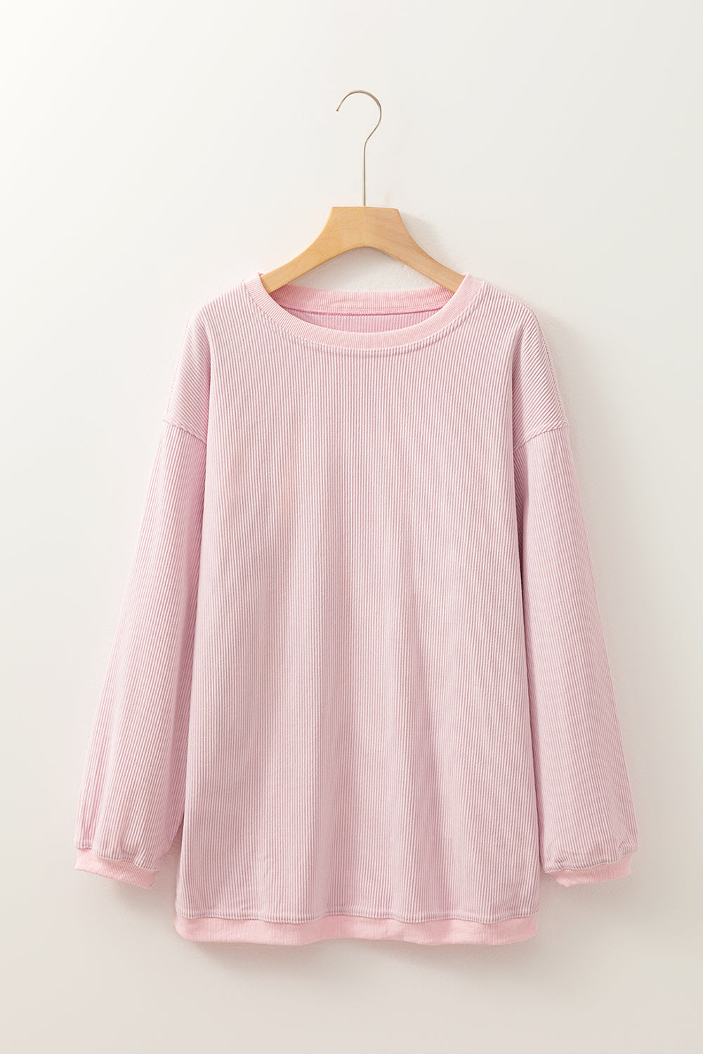 Grass Green Rib Knit Drop Shoulder Oversized Sweatshirt