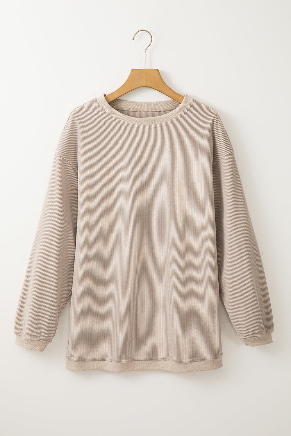 Grass Green Rib Knit Drop Shoulder Oversized Sweatshirt