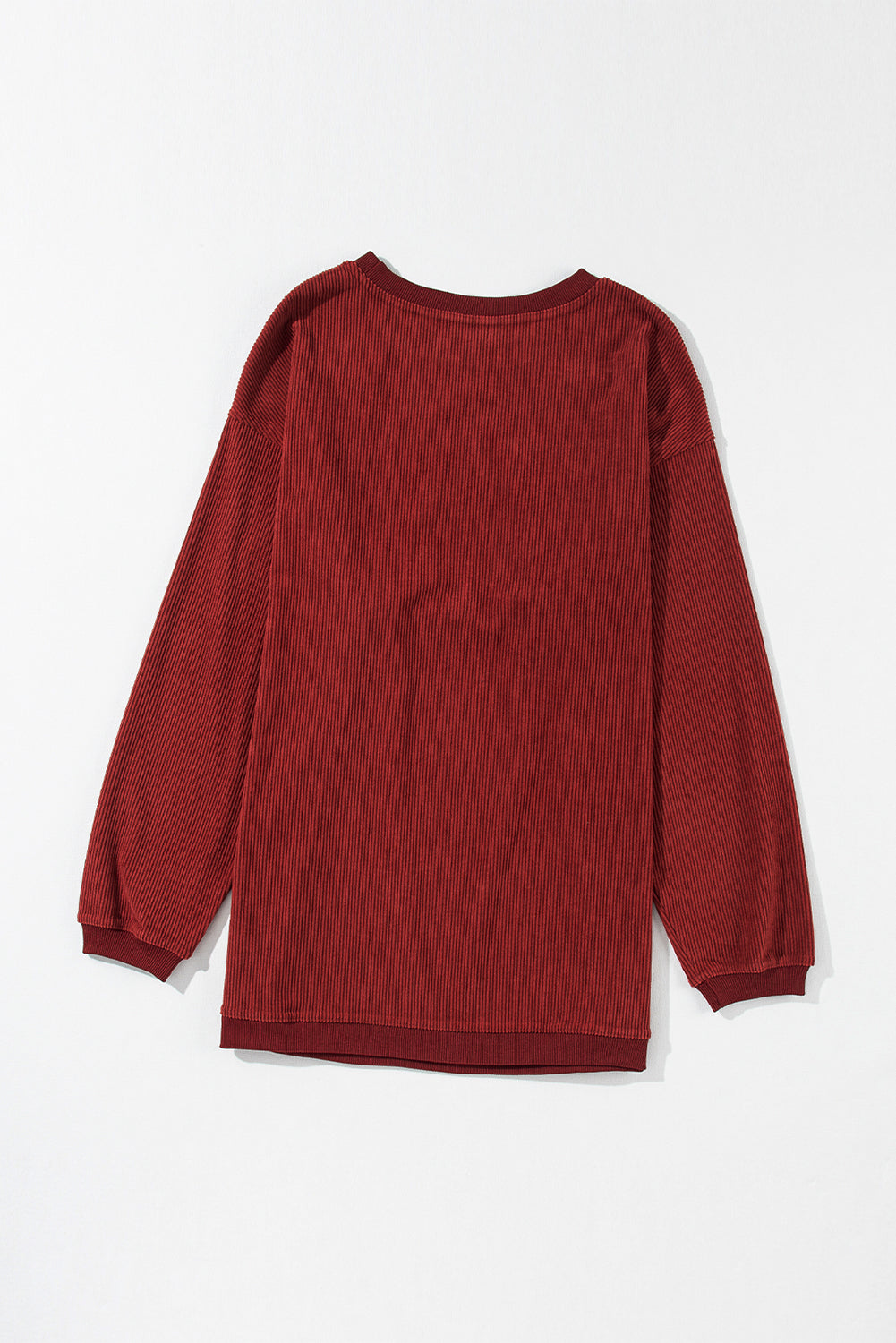 Grass Green Rib Knit Drop Shoulder Oversized Sweatshirt