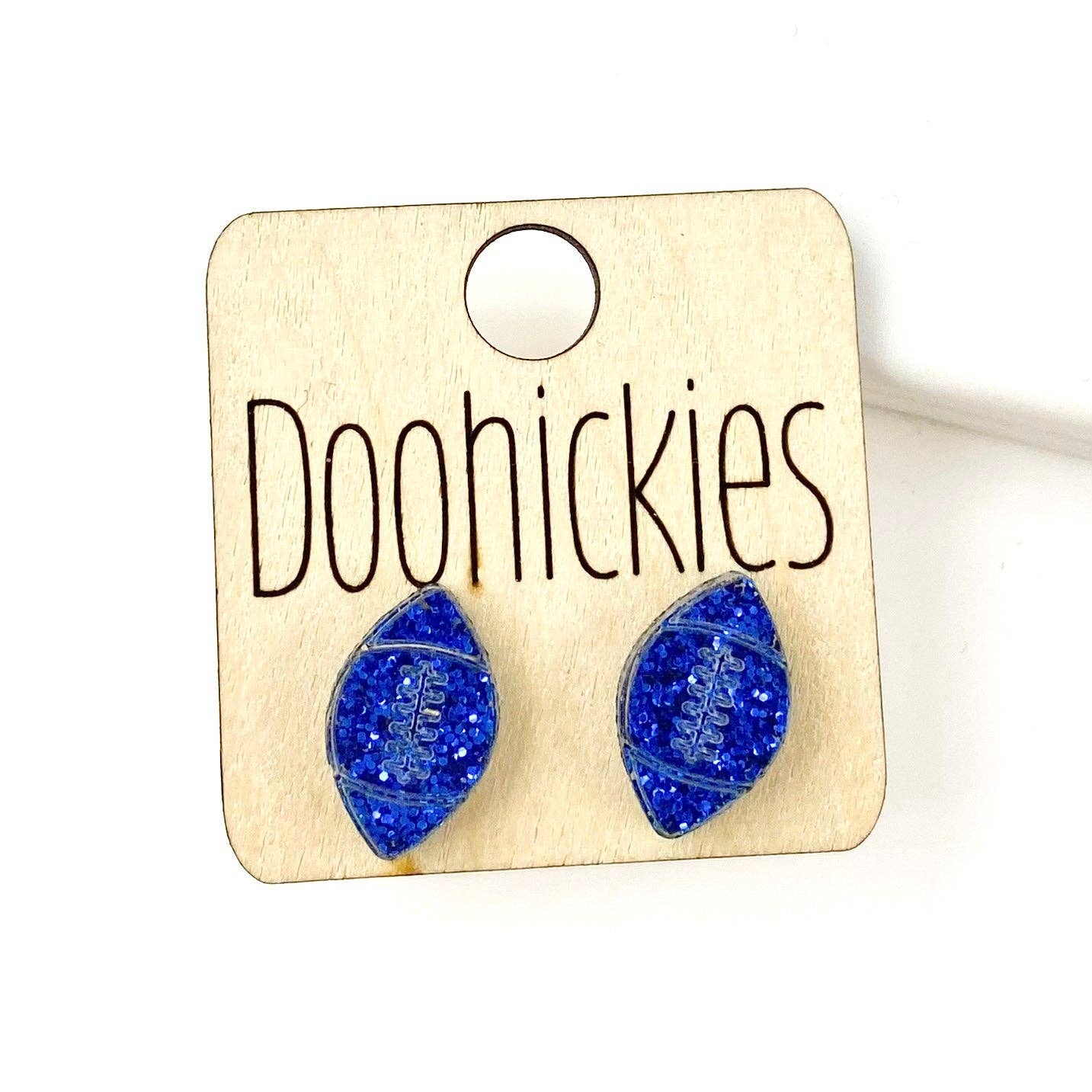 School Spirit Glitter Football Studs - Custom Spirit Earring