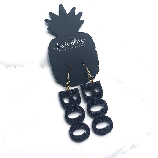 BOO Midnight Party Glitter Dangle Earrings