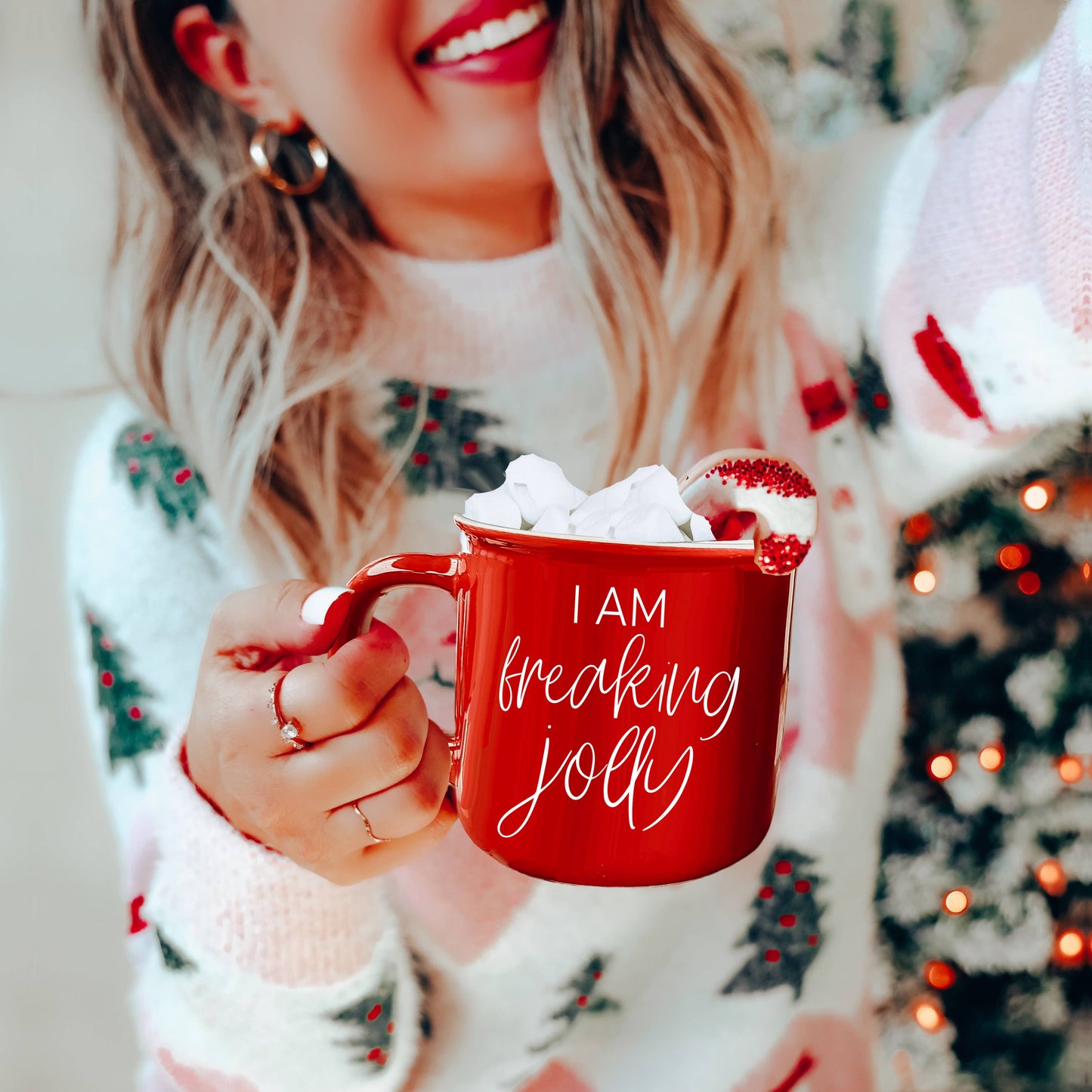 Christmas Mugs Funny, Red & Green Holiday Coffee Cup Ceramic