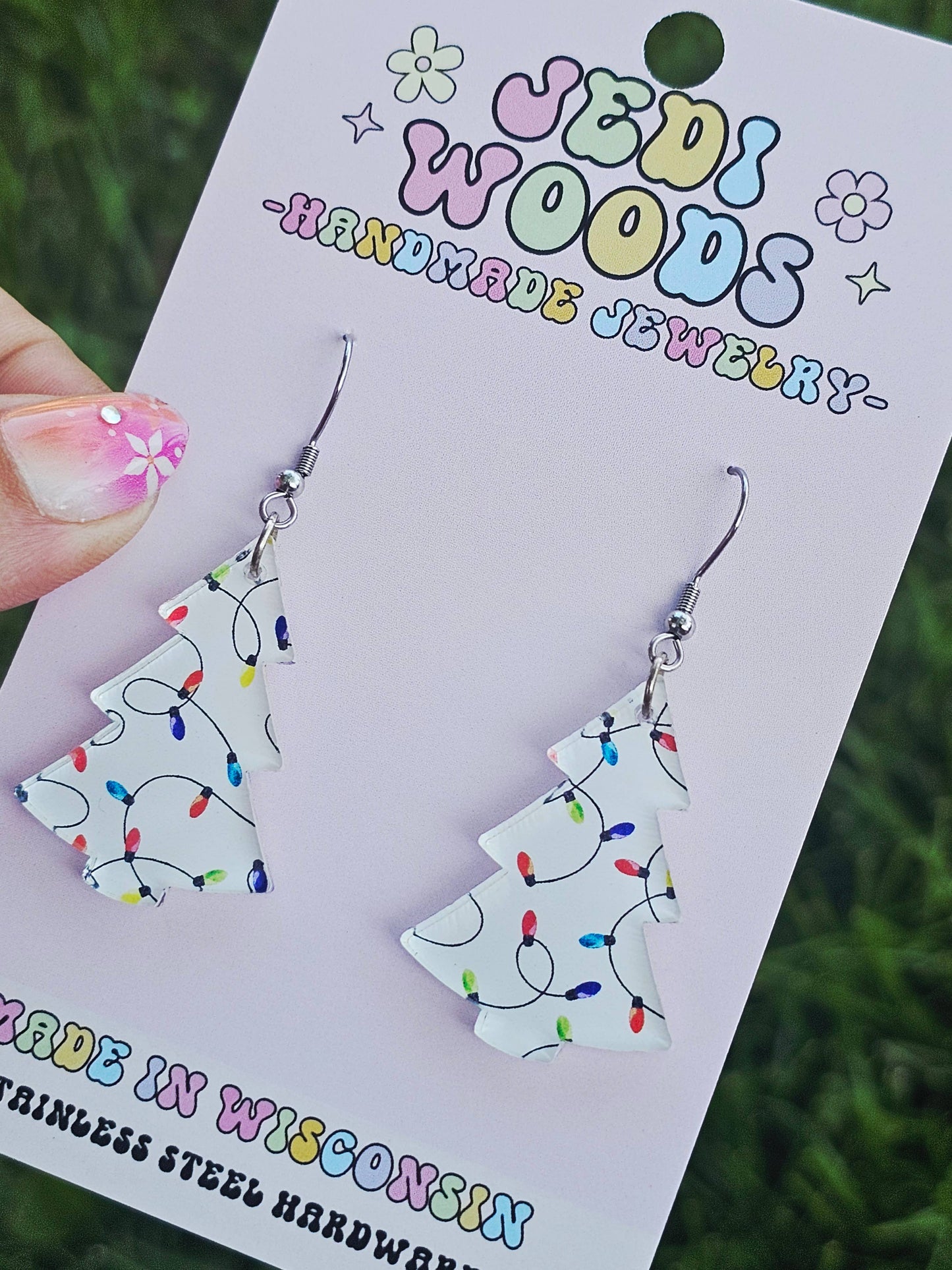 Christmas Light Trees - Acrylic Christmas Tree Earrings