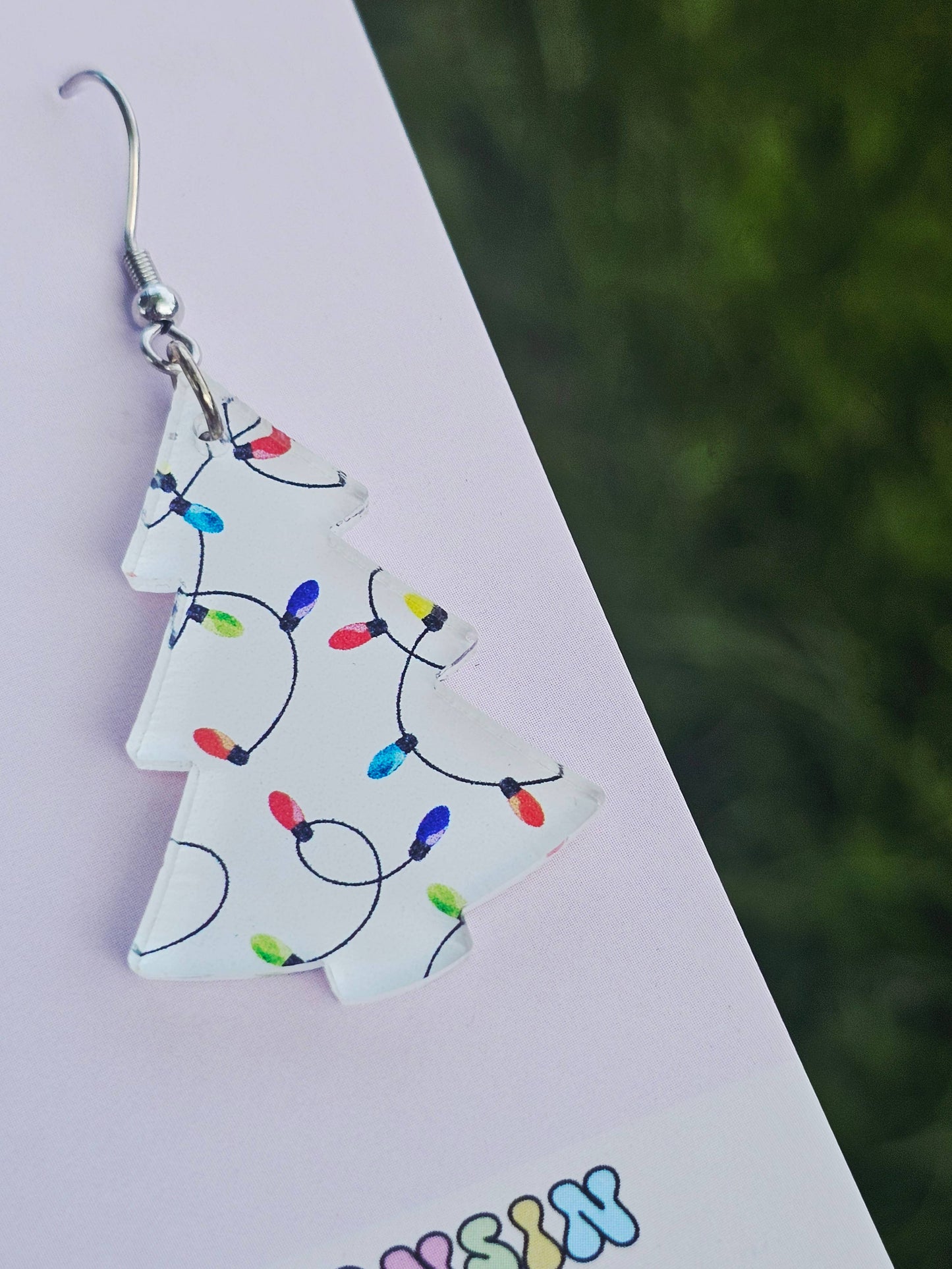 Christmas Light Trees - Acrylic Christmas Tree Earrings