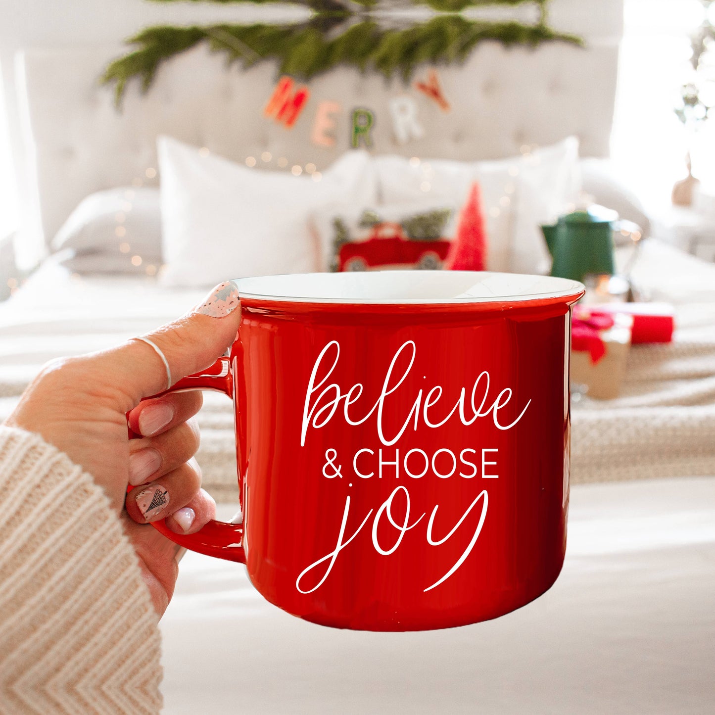 Christmas Mugs Funny, Red & Green Holiday Coffee Cup Ceramic