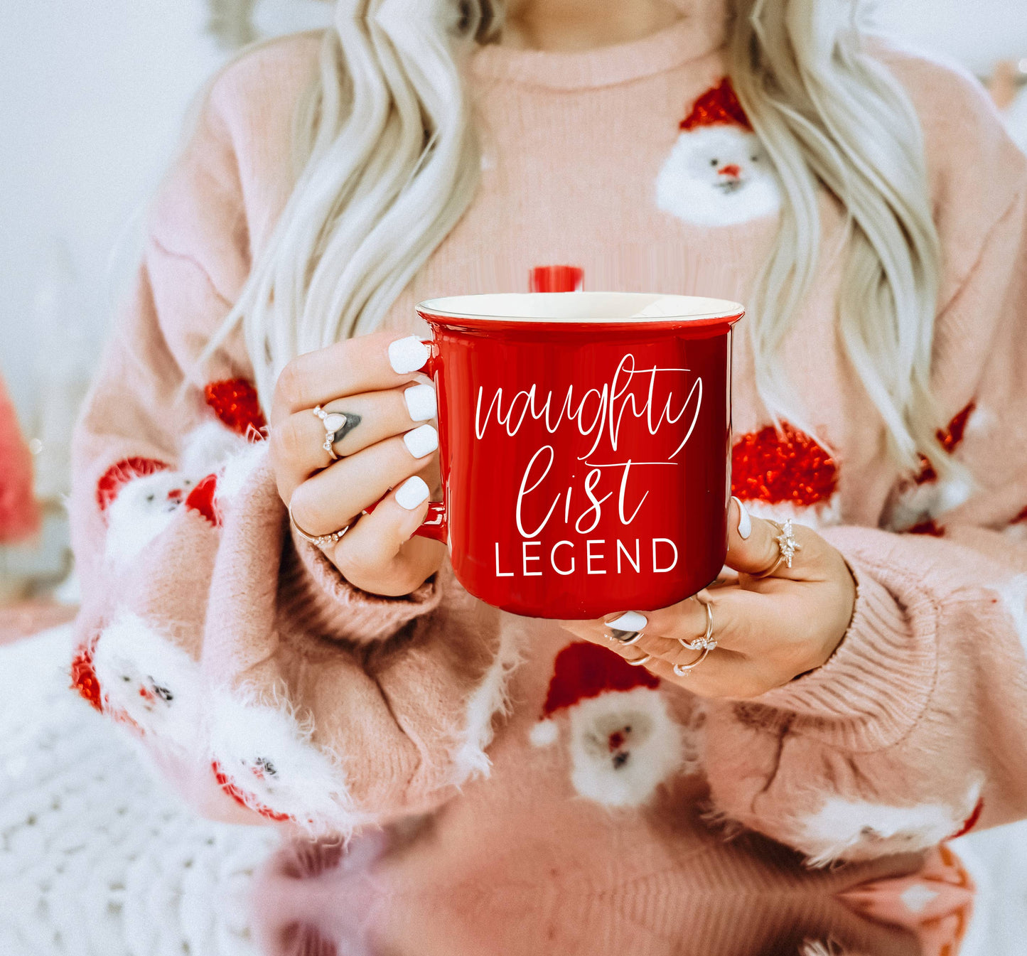 Christmas Mugs Funny, Red & Green Holiday Coffee Cup Ceramic
