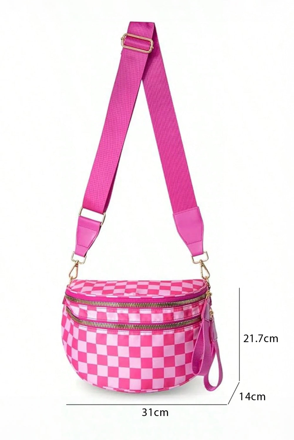 Phalaenopsis Checkered Print Wide Strap Large Crossbody Bag