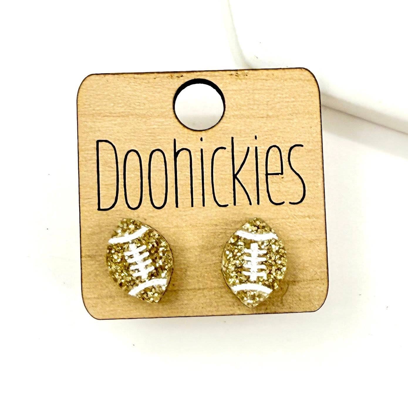 School Spirit Glitter Football Studs - Custom Spirit Earring