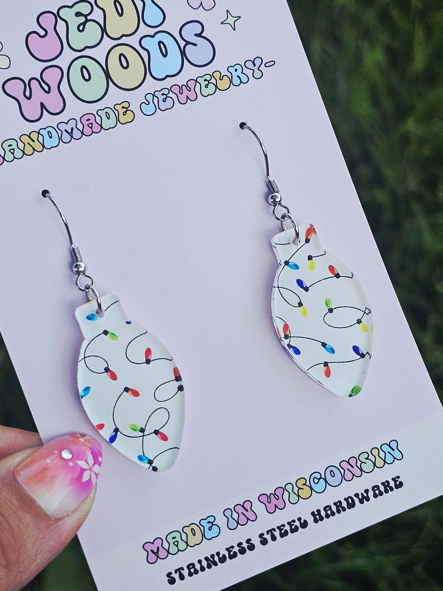 Christmas Light Strings - Lightbulb Acrylic Earrings