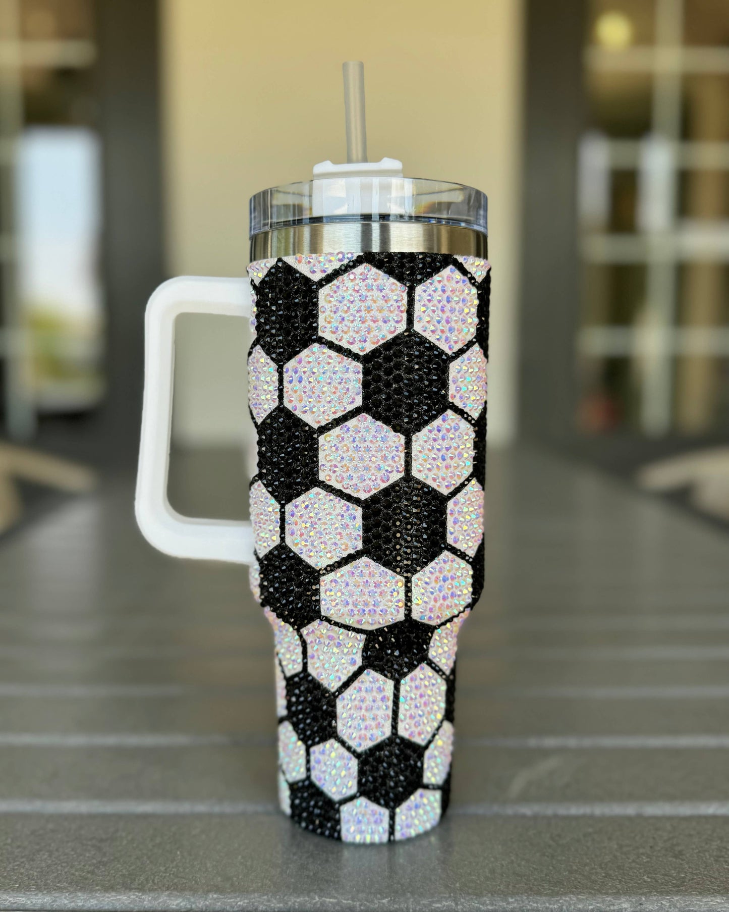 Crystal "All Over" Soccer Ball Pattern 40 Oz. Tumbler