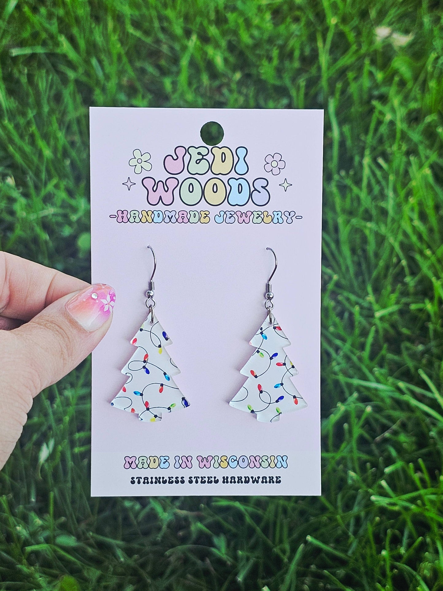 Christmas Light Trees - Acrylic Christmas Tree Earrings