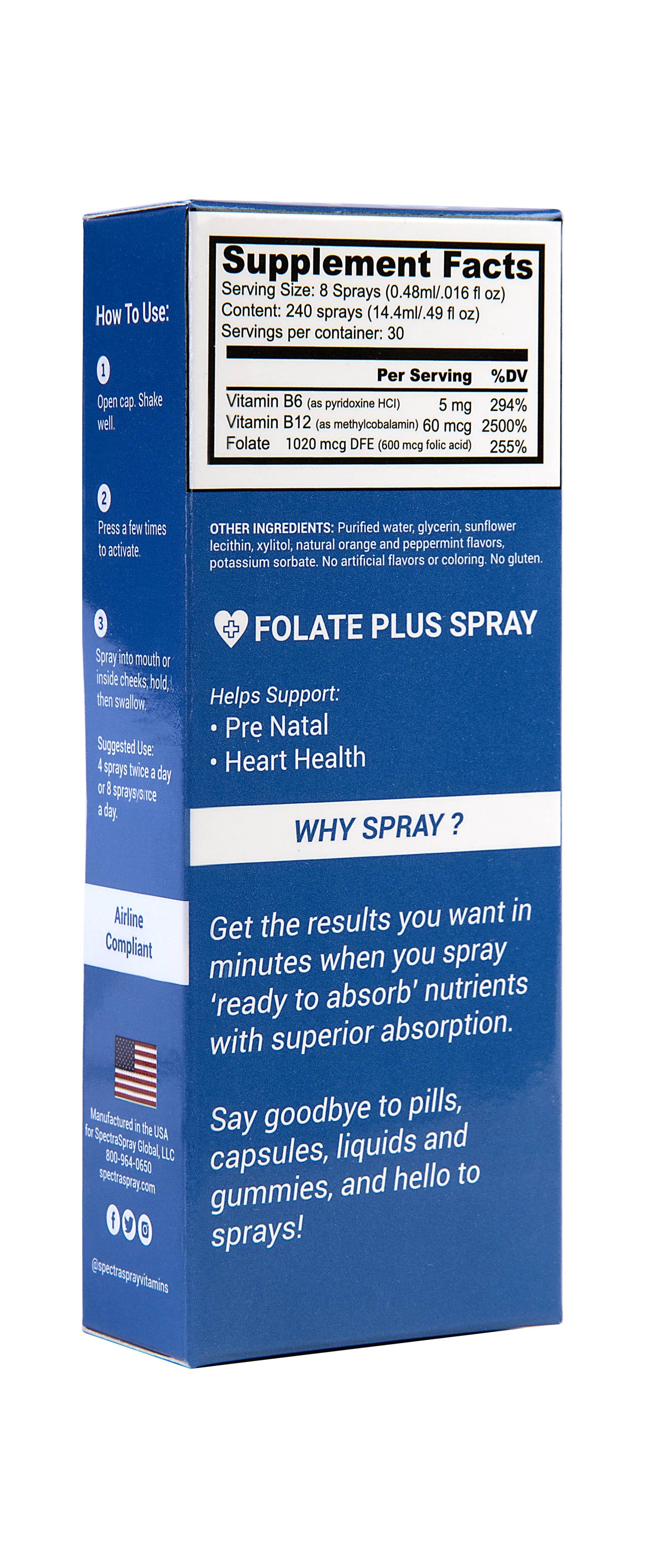 Folate Plus Oral Spray Vitamin - B6 + B9 + B12