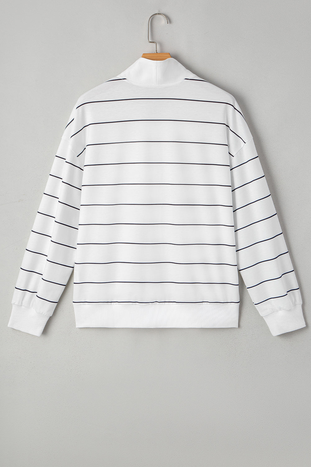 Fiery Red Striped Zipper V-Neck Drop Sleeve Top