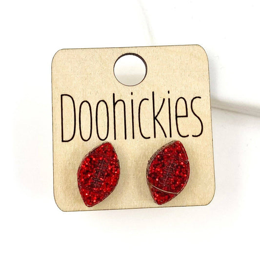 School Spirit Glitter Football Studs - Custom Spirit Earring