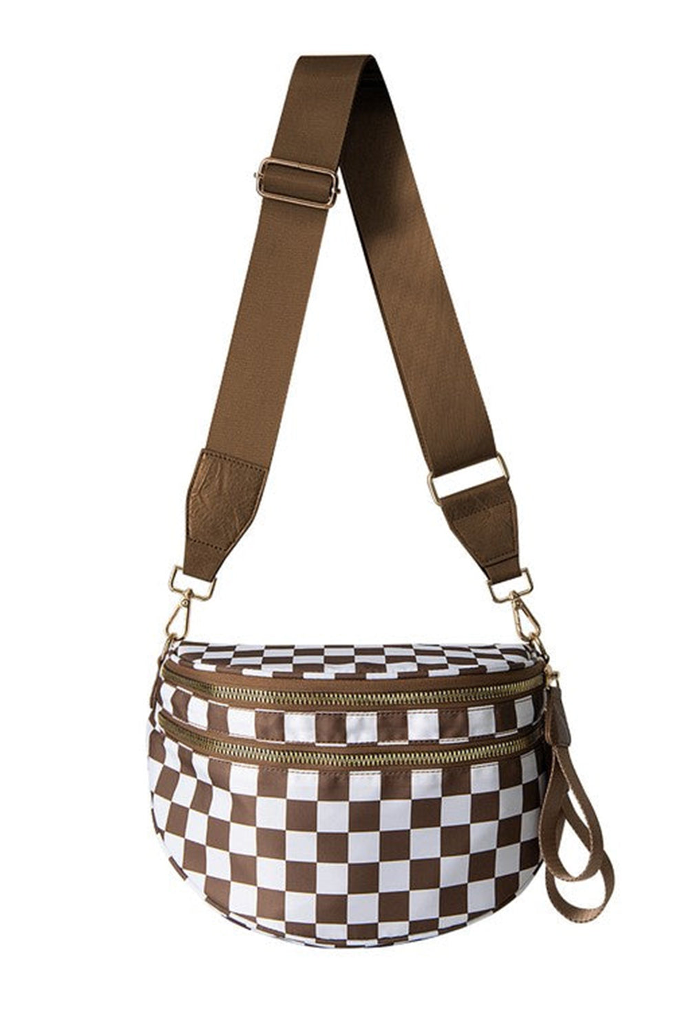 Phalaenopsis Checkered Print Wide Strap Large Crossbody Bag