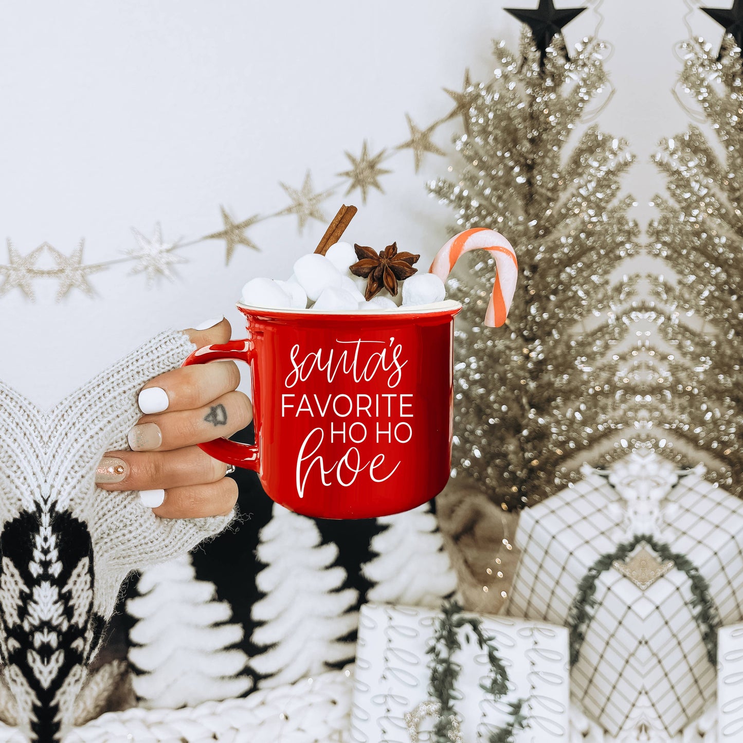 Christmas Mugs Funny, Red & Green Holiday Coffee Cup Ceramic