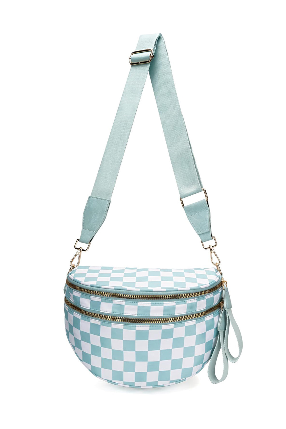 Phalaenopsis Checkered Print Wide Strap Large Crossbody Bag