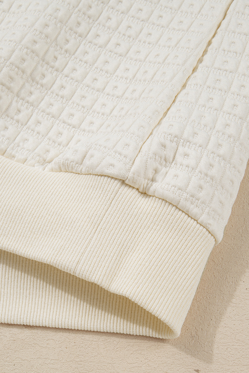 Beige Balloon Sleeve Casual Collared Button Sweatshirt