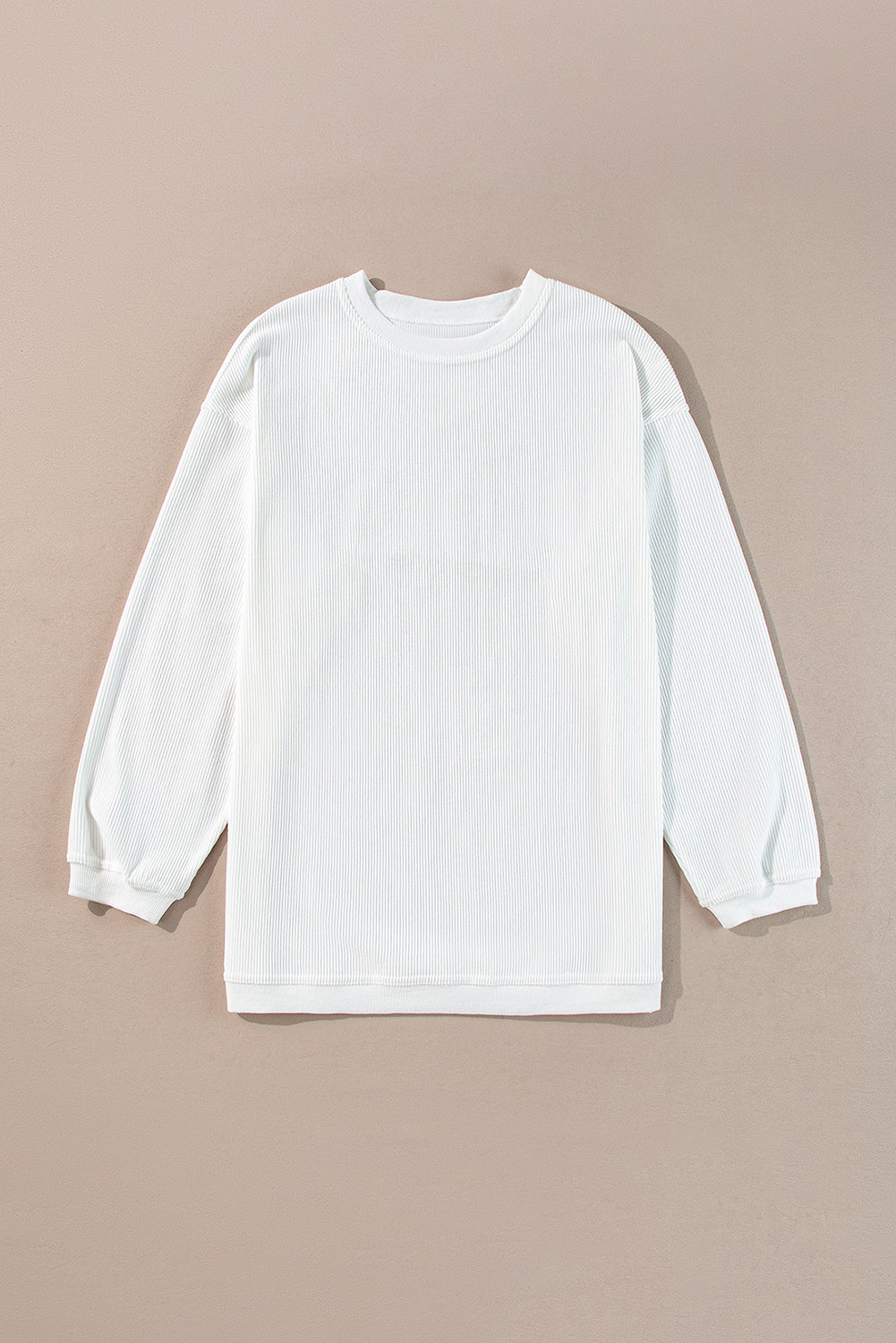 Grass Green Rib Knit Drop Shoulder Oversized Sweatshirt