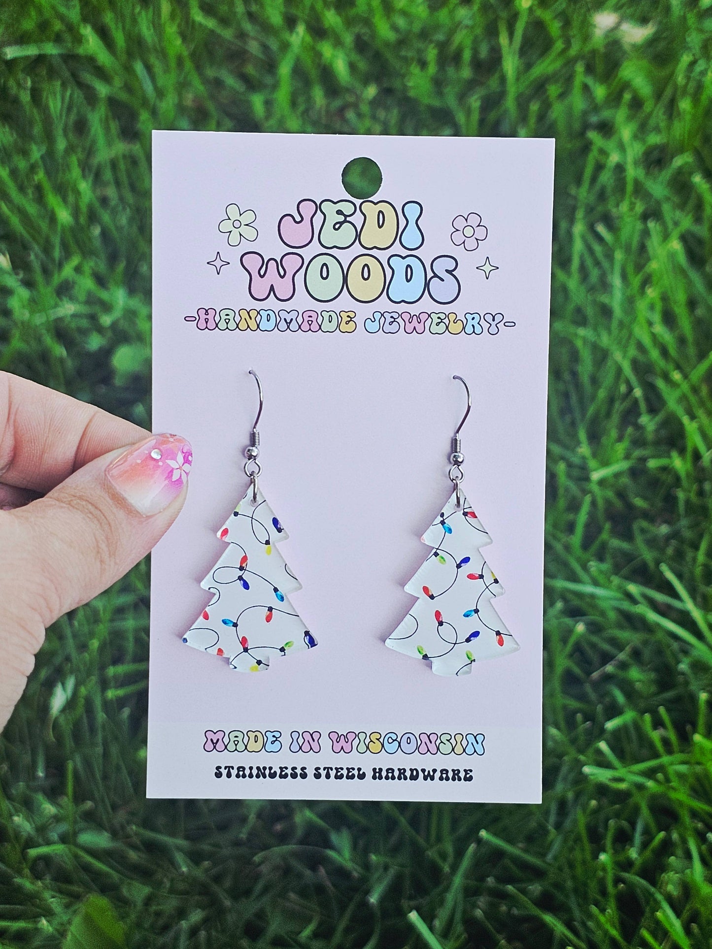 Christmas Light Trees - Acrylic Christmas Tree Earrings