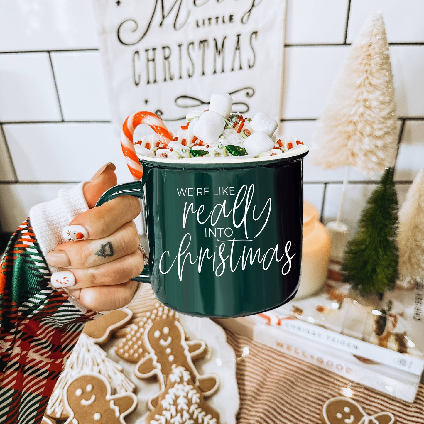 Christmas Mugs Funny, Red & Green Holiday Coffee Cup Ceramic