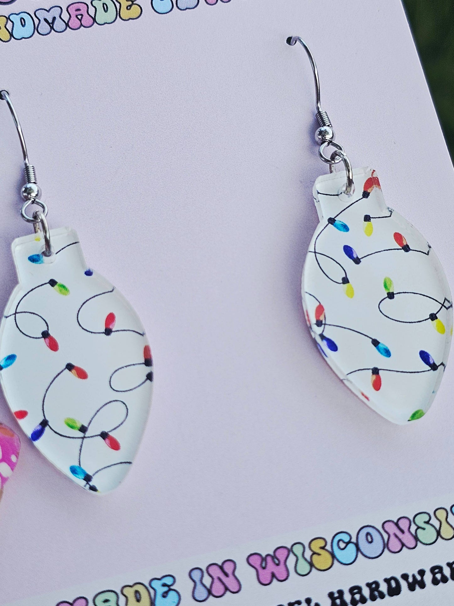 Christmas Light Strings - Lightbulb Acrylic Earrings