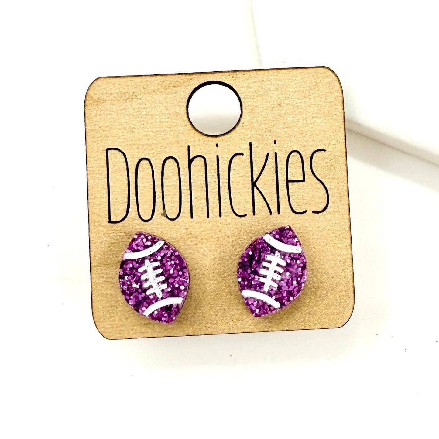 School Spirit Glitter Football Studs - Custom Spirit Earring