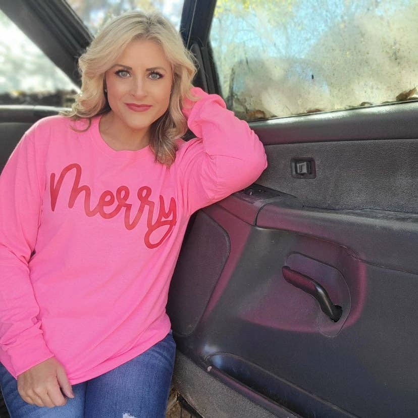 CHRITSMAS MERRY NEON TOP SELLER HOLIDAY GRAPHIC TEE LONGSLEE