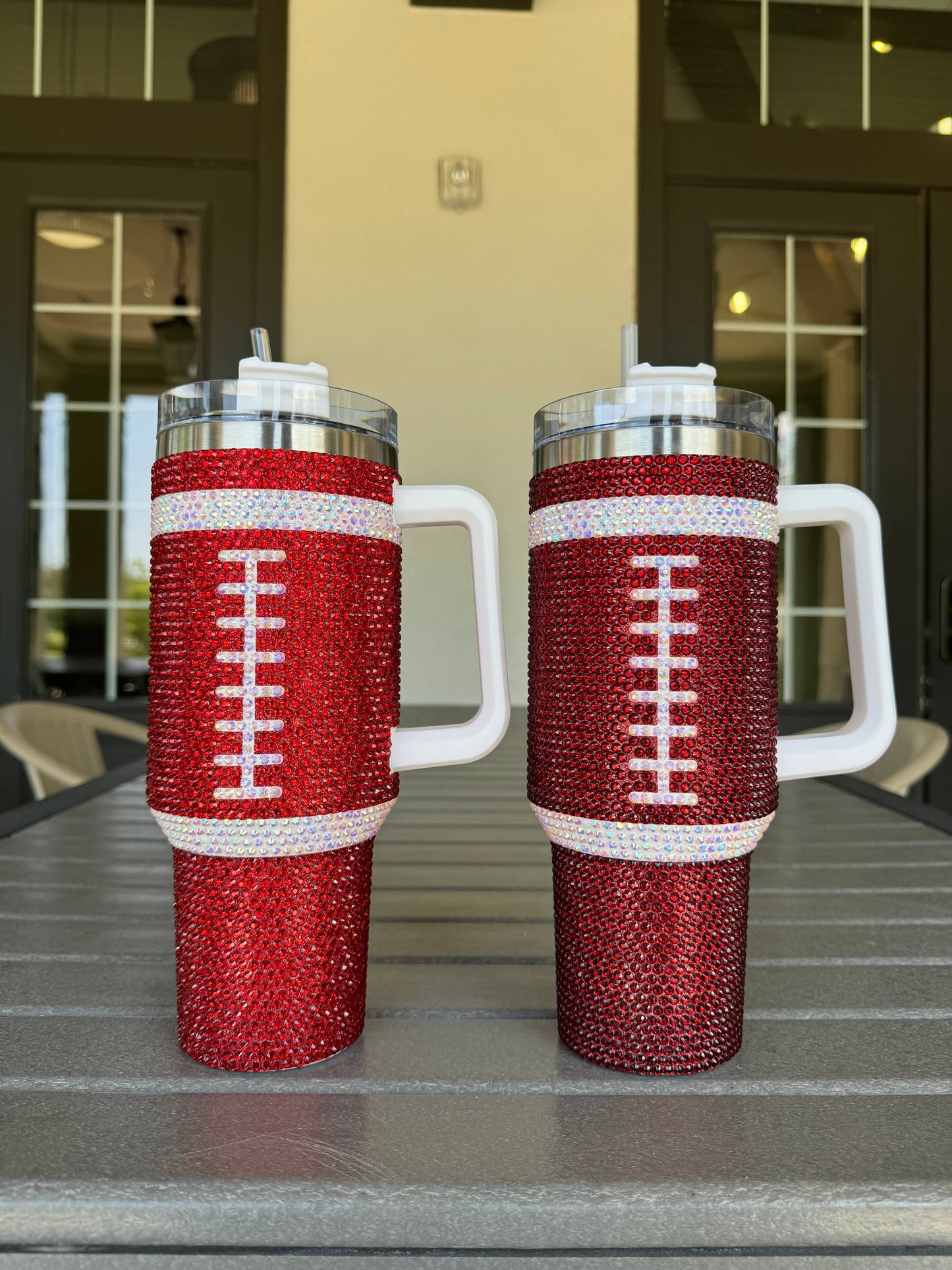 Crystal RED "Team Spirit" FOOTBALL 40 Oz. Tumbler