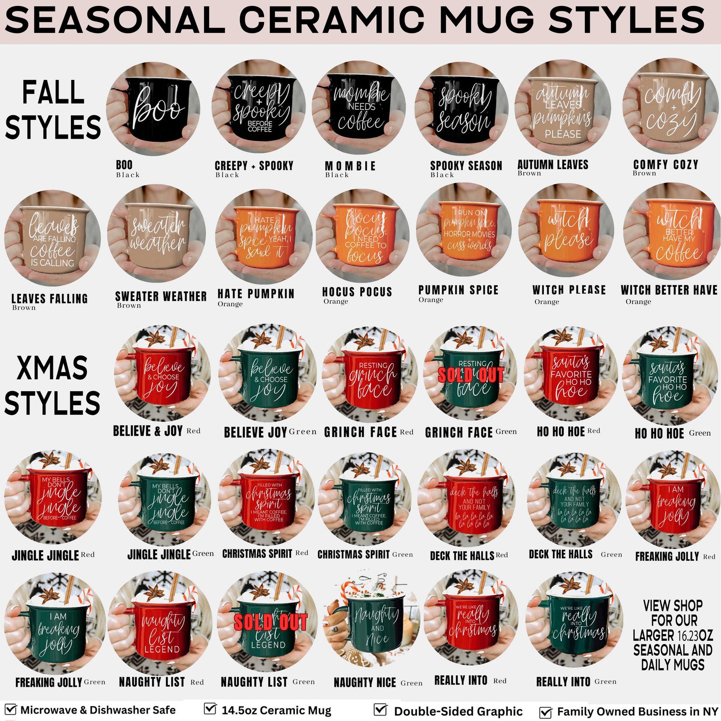 Neutral Fall Coffee Mug, Ceramic Cups for Autumn Home Accent