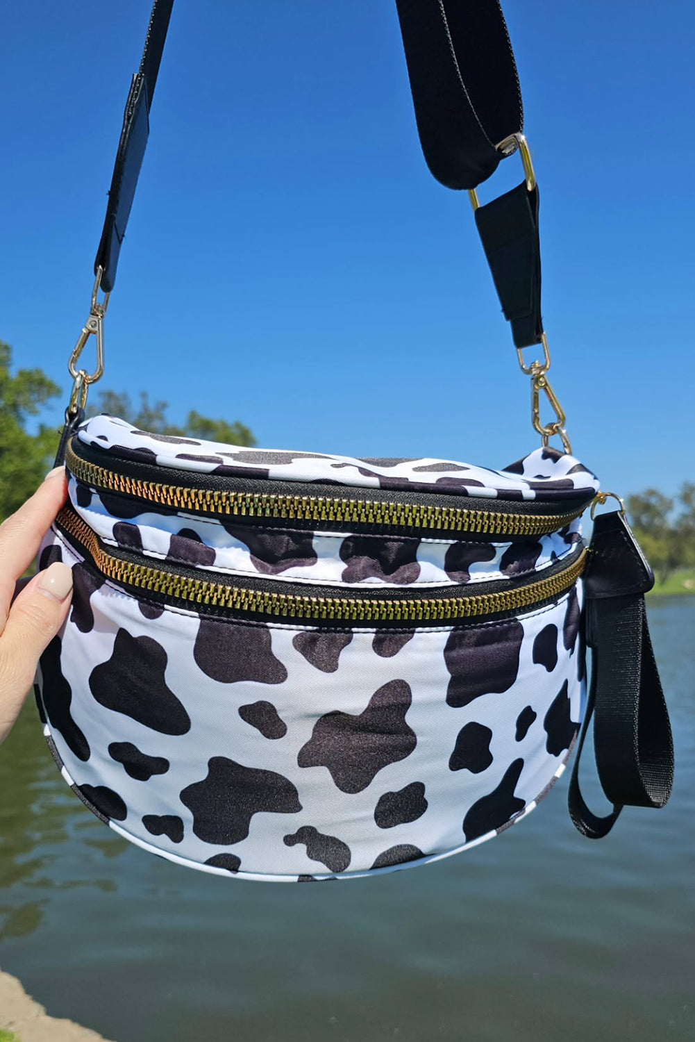 Phalaenopsis Checkered Print Wide Strap Large Crossbody Bag