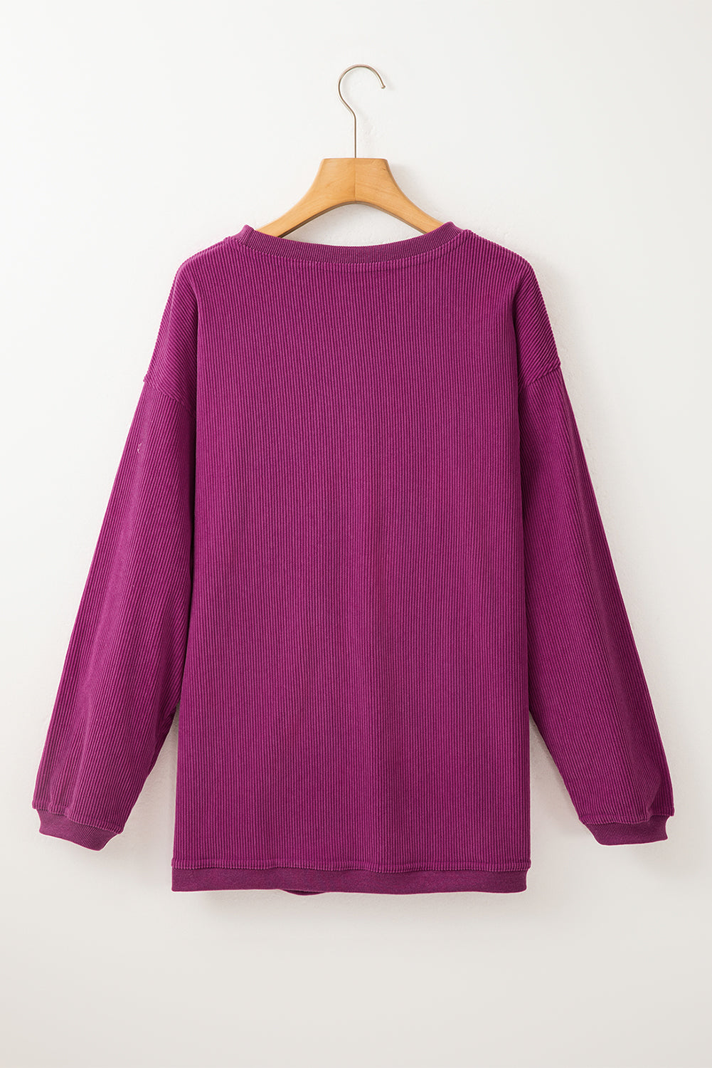 Grass Green Rib Knit Drop Shoulder Oversized Sweatshirt