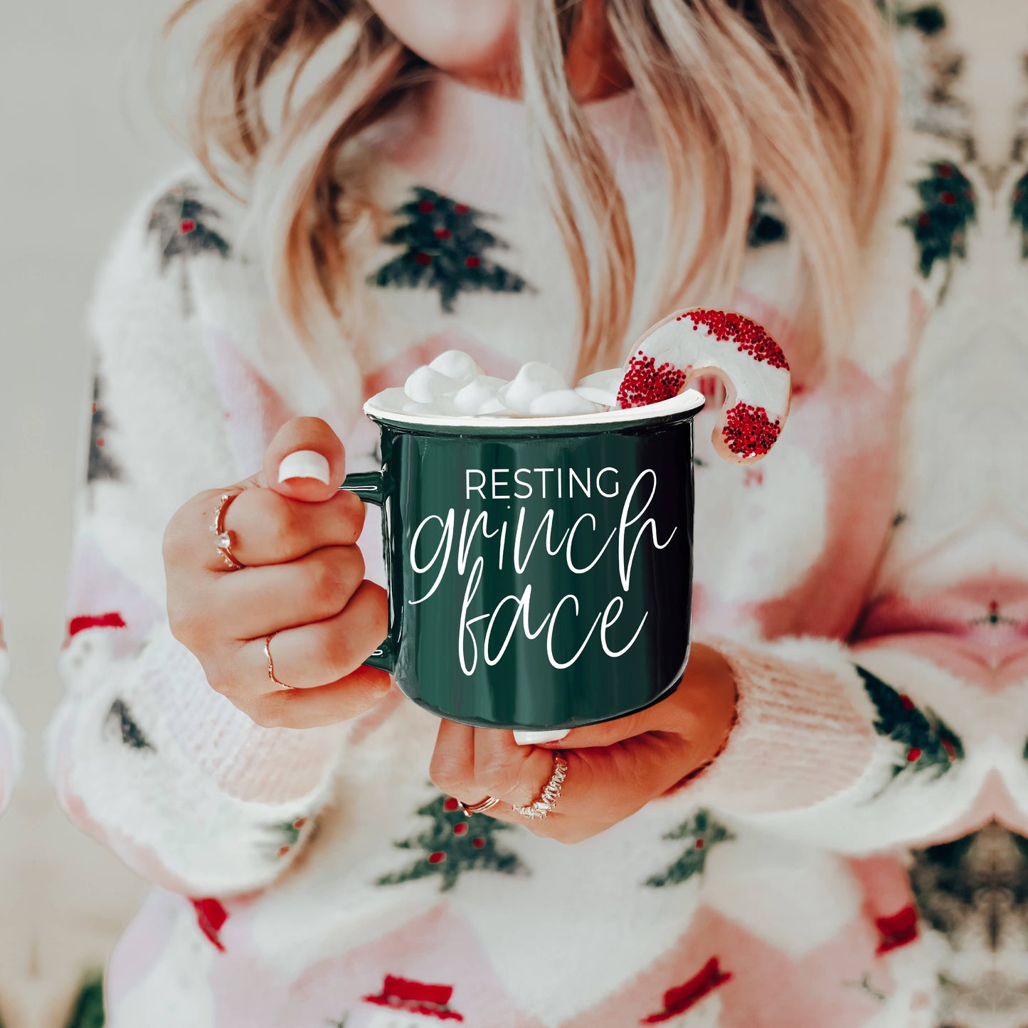 Christmas Mugs Funny, Red & Green Holiday Coffee Cup Ceramic