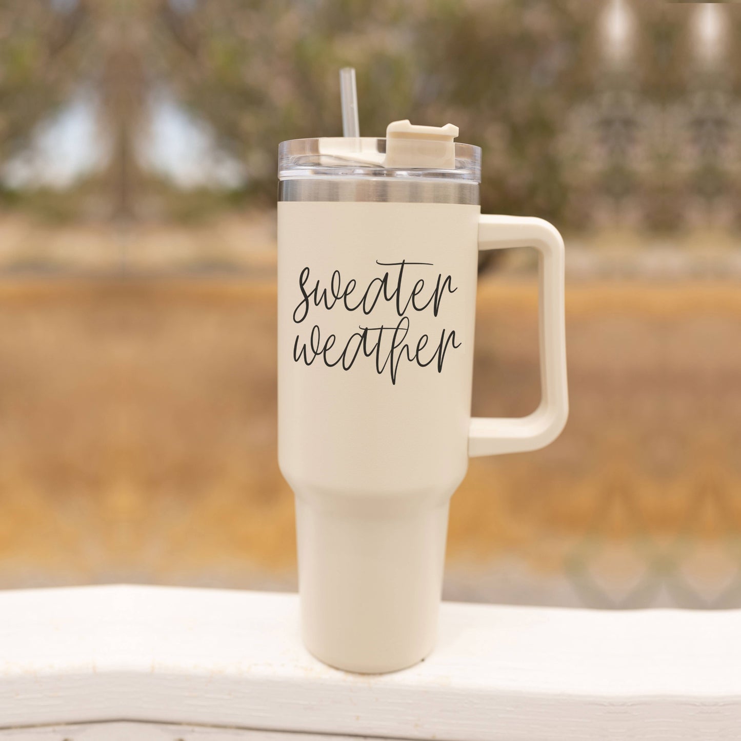 Fall Mug With Lid, Sweater Weather 40oz Insulated Coffee Cup